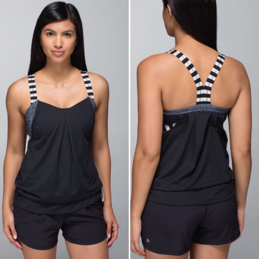 Lululemon Rest Less Tank, Black Stripes, 8